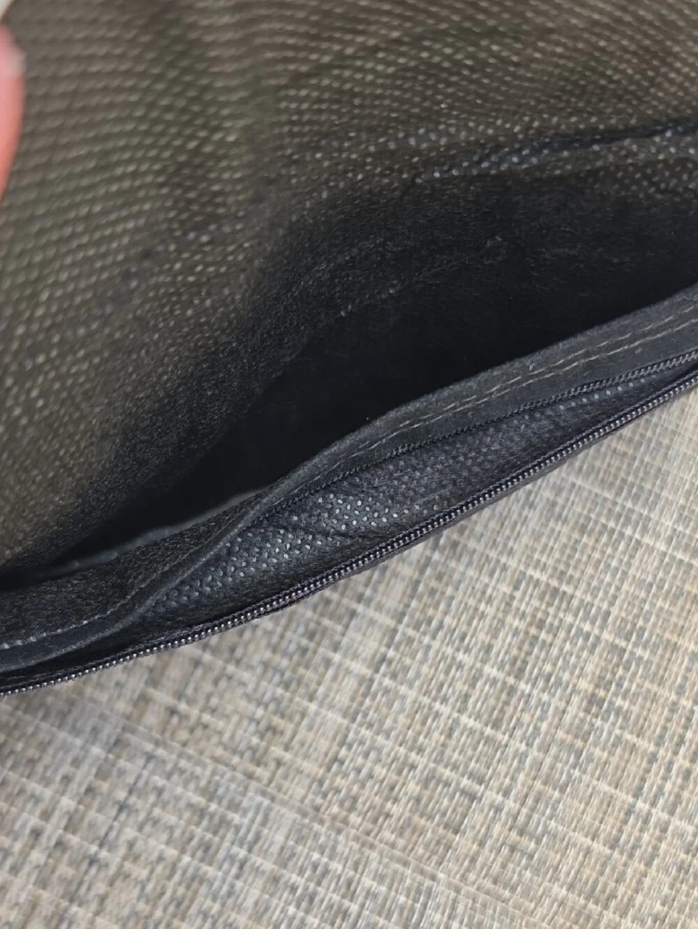 Embroidered Black Wristlet Wallet with Lavender Camel Motif